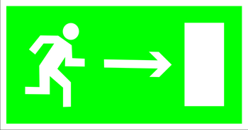 E03 направление к эвакуационному выходу направо (пластик, 300х150 мм) - Знаки безопасности - Эвакуационные знаки - Информационные стенды, перекидные системы. Магазин охраны труда shopstend.ru