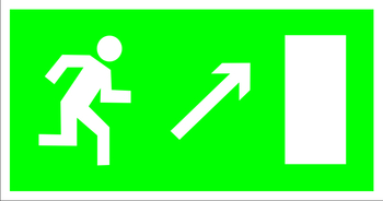 E05 направление к эвакуационному выходу направо вверх (пленка, 300х150 мм) - Знаки безопасности - Эвакуационные знаки - Информационные стенды, перекидные системы