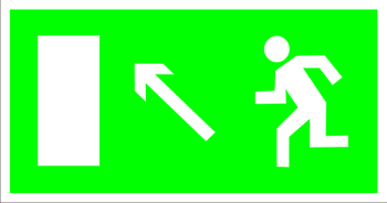 E06 направление к эвакуационному выходу налево вверх (пленка, 300х150 мм) - Знаки безопасности - Эвакуационные знаки - Информационные стенды, перекидные системы. Магазин охраны труда shopstend.ru