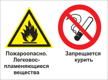 Кз 23 пожароопасно - легковоспламеняющиеся вещества. запрещается курить. (пластик, 600х400 мм) - Знаки безопасности - Комбинированные знаки безопасности - Информационные стенды, перекидные системы. Магазин охраны труда shopstend.ru