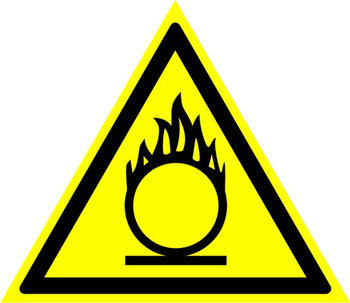 W11 пожароопасно! окислитель (пластик, сторона 200 мм) - Знаки безопасности - Предупреждающие знаки - Информационные стенды, перекидные системы