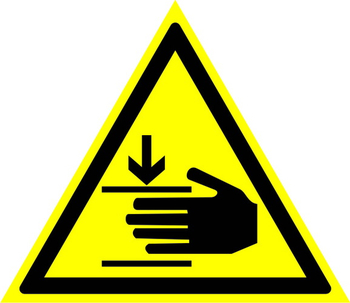 W27 осторожно! возможно травмирование рук (пластик, сторона 200 мм) - Знаки безопасности - Предупреждающие знаки - Информационные стенды, перекидные системы. Магазин охраны труда shopstend.ru